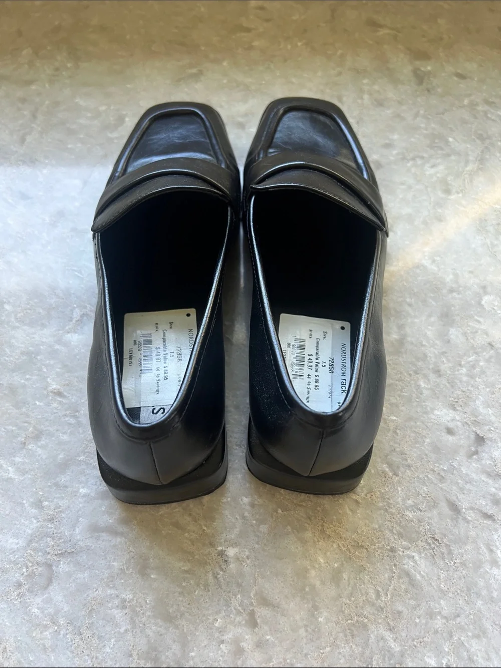 Steve Madden Black Leather Square-Toe Loafers